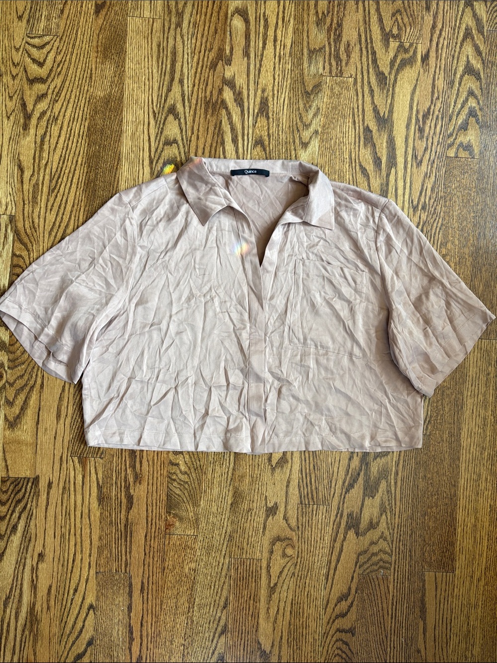Quince 100% Washable Silk Pajama Button Up Top, size L. Like new condition